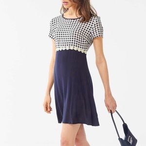 Urban Outfitters Black Houndstooth Daisy Y2K Mini Dress